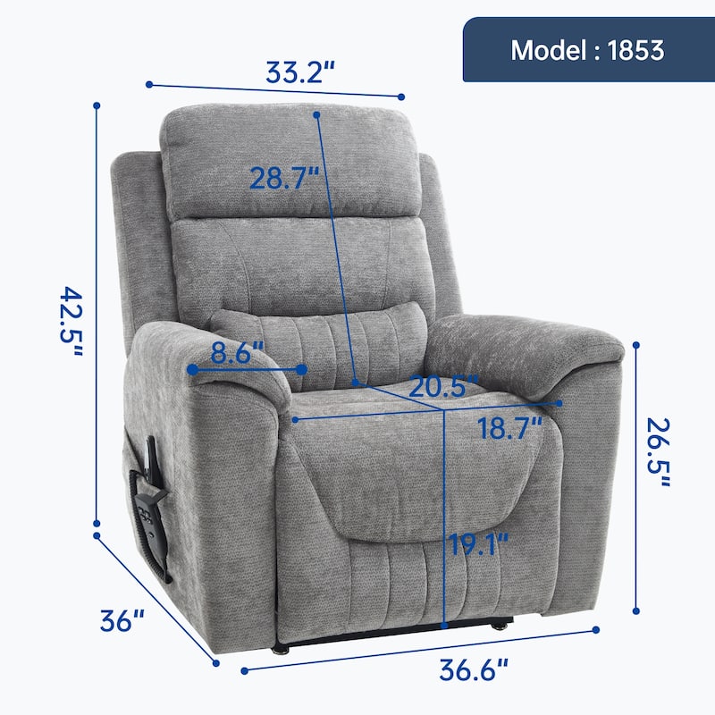 350 Lbs Leatherair Power Lift Recliner Chair,Heavy Duty Motion Mechanism With 8-Point Vibration Massage And Lumbar Heating