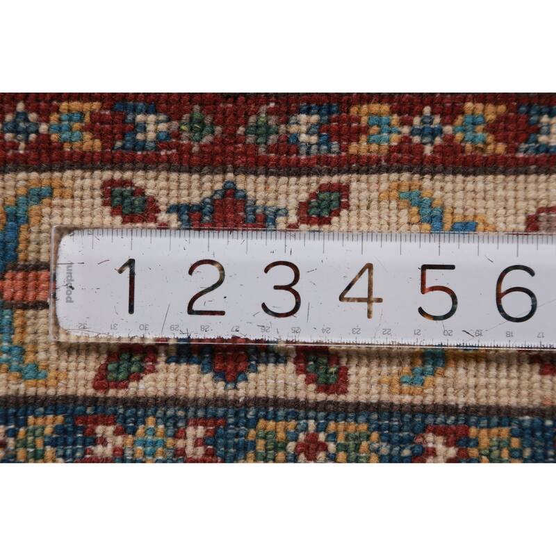 Geometric Kazak Oriental Accent Rug Hand-Knotted Grey Wool Carpet - 2'0"x 3'0"