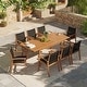 preview thumbnail 1 of 14, 9-Piece Extendable Patio Dining Set with Acacia Wood Table & 6 Breathable Mesh Chairs, Outdoor Furniture Set Black