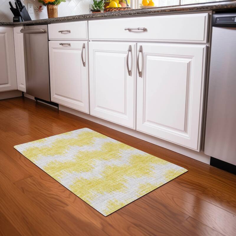 Premium Washable Super Soft Farmhouse Chevron Mayfield Rug - Yellow - 1'8" x 2'6"