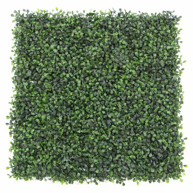 20-inch Artificial Boxwood Hedge Greenery Panels - DarkGreen - 12pc