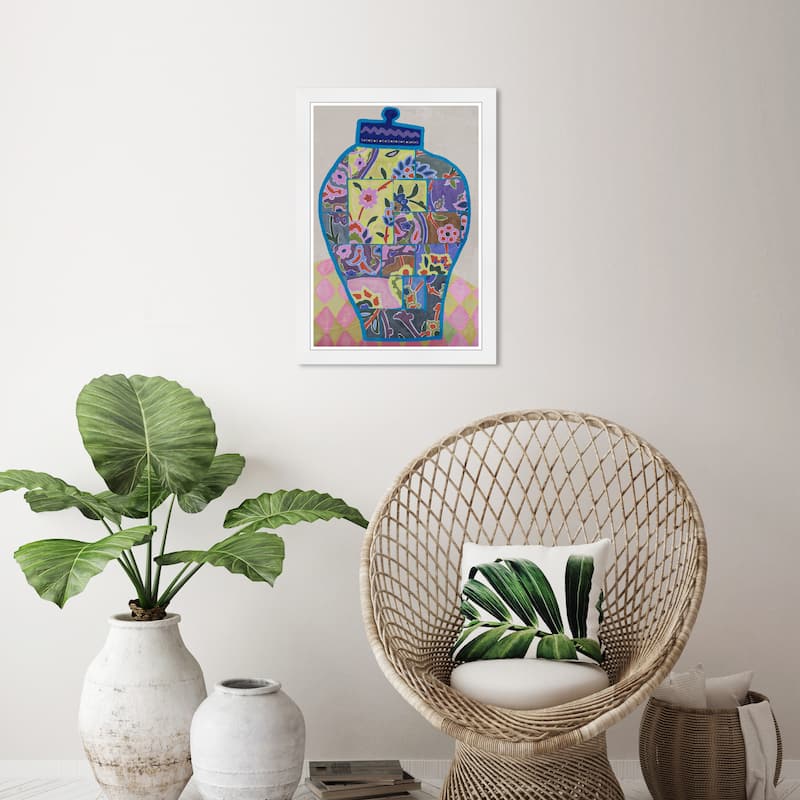 Wynwood Studio Potted Collage Framed Trendy Maximalist Decor 1 Piece Canvas Wall Art