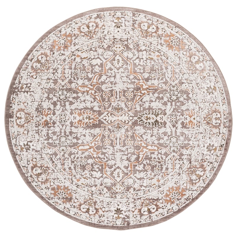 SAFAVIEH Leonette Saaskia Vintage Distressed Rug - 6'7" Round - Brown/Ivory