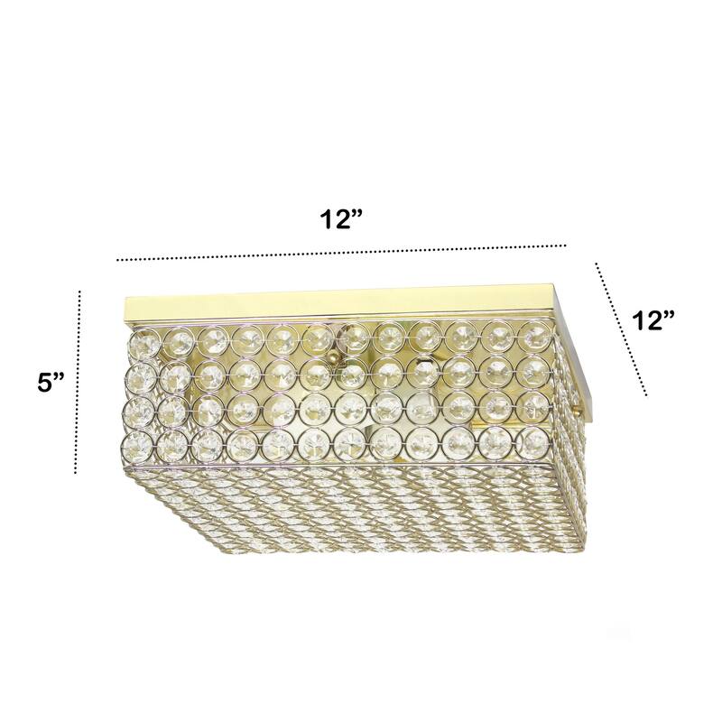 2 Light Square Flush Mount Ceiling Light, Gold Glamour Fixture, 12 Inch Modern Interior Lighting - 5
