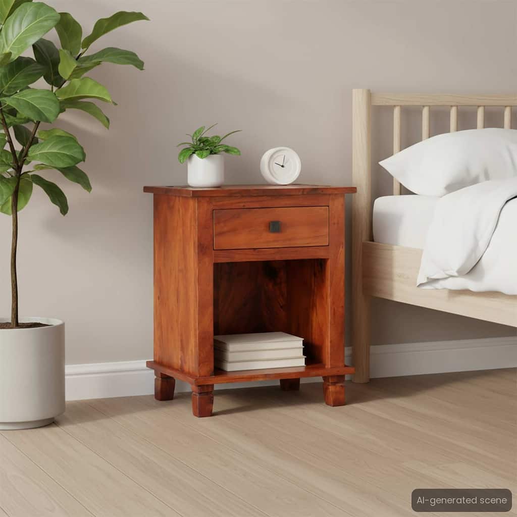 vidaXL Bedside Cabinet 15.7x11.8x19.7" Solid Acacia Wood - 15.7 x 11.8 x 19.7"