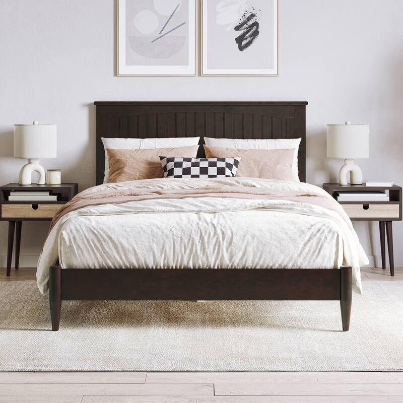 Naples Full Solid Wood Low Profile Platform Bed in Espresso