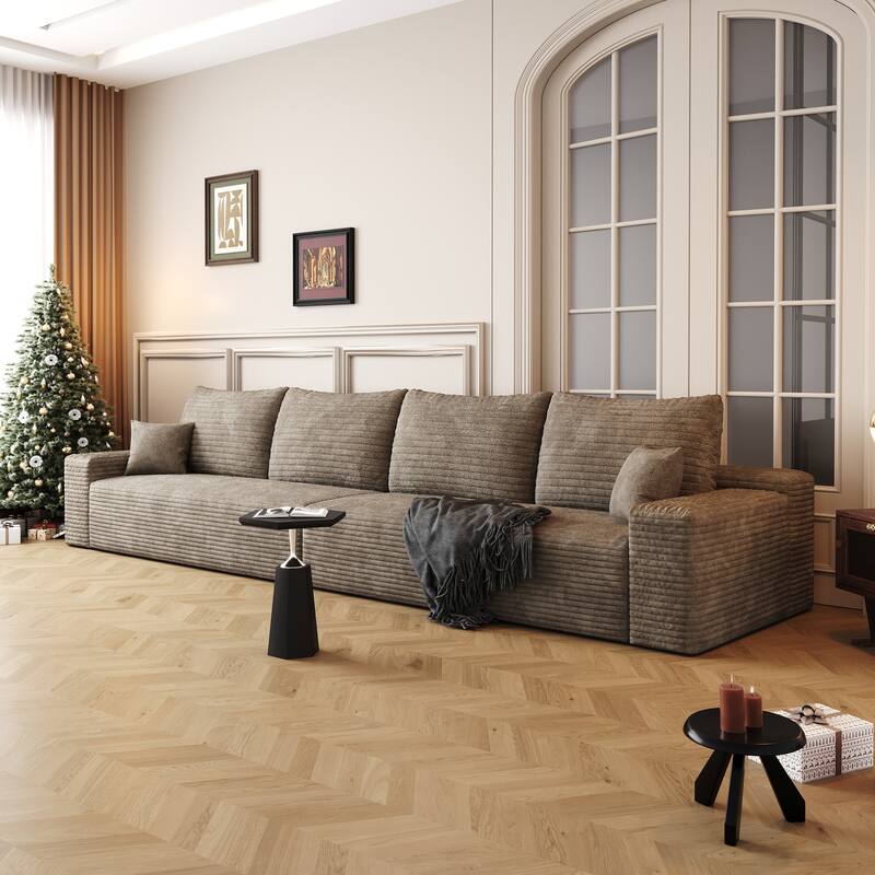 Modular Deep Seat Sectional Sofa Corduroy Upholstered Cloud Couch