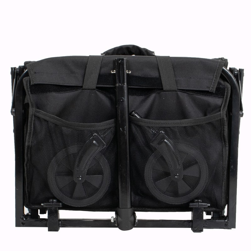 Collapsible Utility Wagon with Wheels, Lightweight Folding Cart with Cup Holders