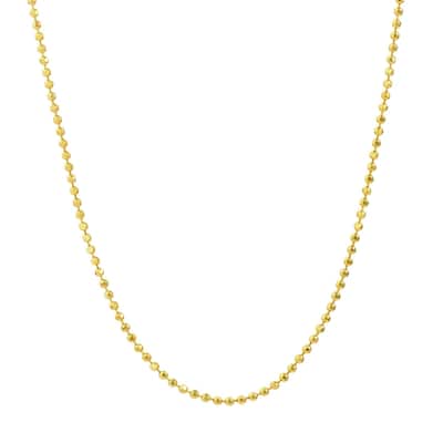 Curata 14k Yellow Gold 1.15mm Diamond Cut Bead Chain Necklace (Lobster) Options: 16 18 20