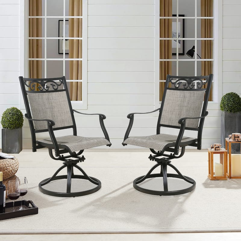 Patio Cast Aluminum Dining Sling Rocker Bistro Chairs Set of 2 or 4 - 2 pieces
