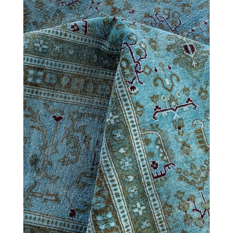 Fine Vibrance One-of-a-Kind Hand-Knotted Area Rug - Blue, 10' 1" x 13' 10" - 10' 1" x 13' 10"