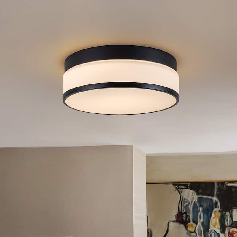 Selectable LED Flush Mount Ceiling Light with Frosted Glass