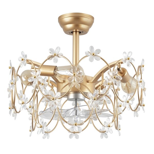 21 in. Indoor Golden Acrylic Flower Ceiling Fan with Light