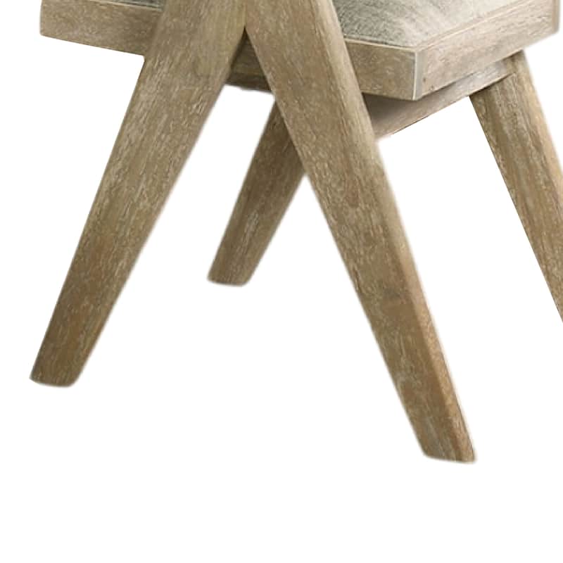 Gexy Dining Side Chair Set of 2, Brown Oak Veneer, Gray Polyester Seat