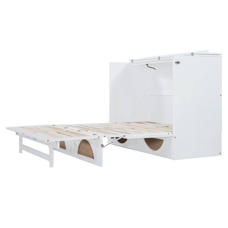 Modern Murphy Bed with Large Drawer, USB Ports, and Outlets
