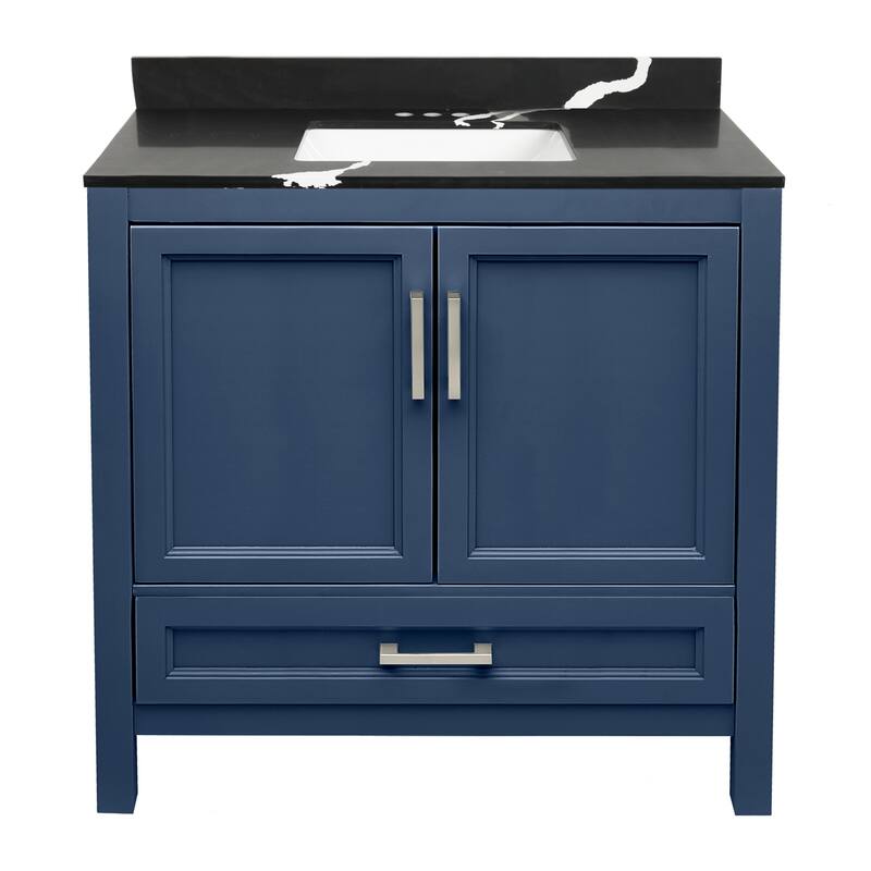 Nevado 37" Bathroom Vanity with Cultured Marble Vanity Top Sink in White with White Basin