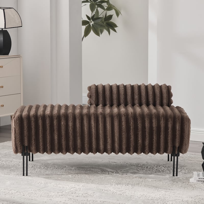 49.6"W Oversized Modern Upholstered Bench Ottoman with Metal Legs