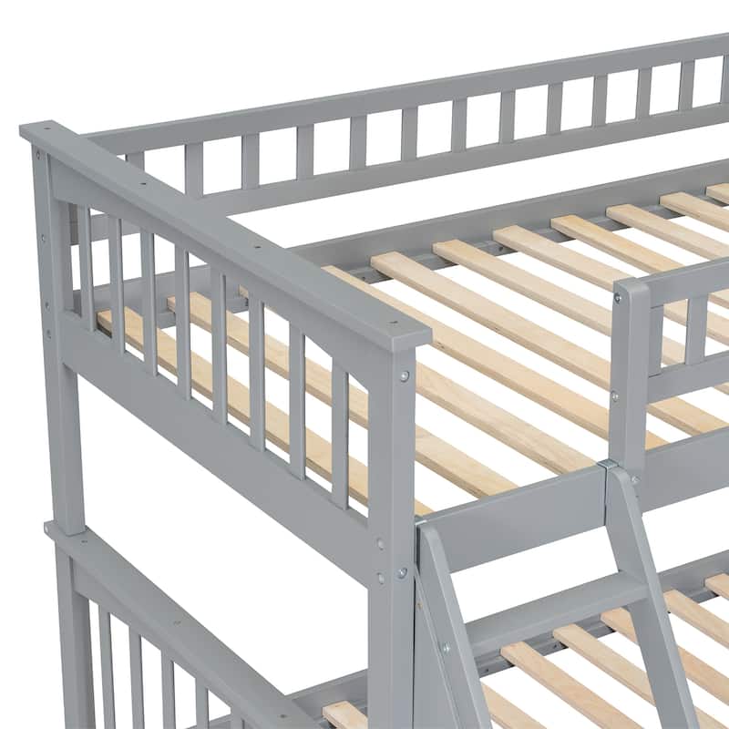 Twin over Full Wooden Bunk Bed with 2 Drawers