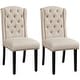 preview thumbnail 1 of 5, Yaheetech 2pcs Upholstered Dining Chair Button Tufted Dining Room Chair with Nailhead Trims Beige