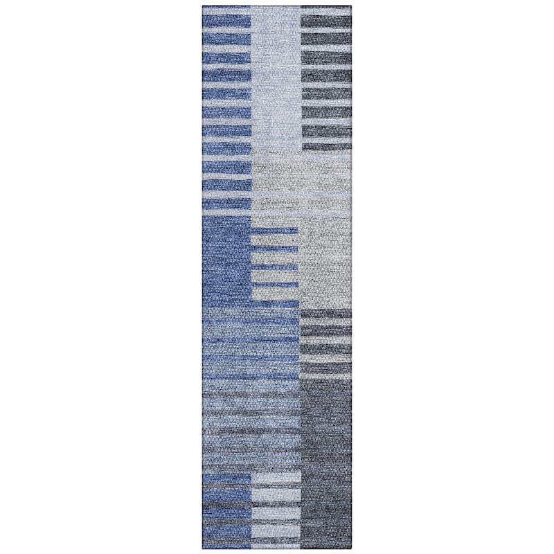 Machine Washable Indoor/ Outdoor Chantille Contemporary Stripes Rug