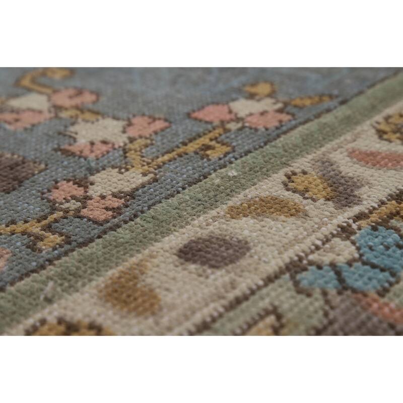 Geometric Tabriz Persian Area Rug Hand-Knotted Beige Wool Carpet - 9'10"x 12'6"