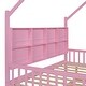 preview thumbnail 28 of 45, Wooden Full Size House Bed with Trundle,Kids Bed with Shelf, Gray