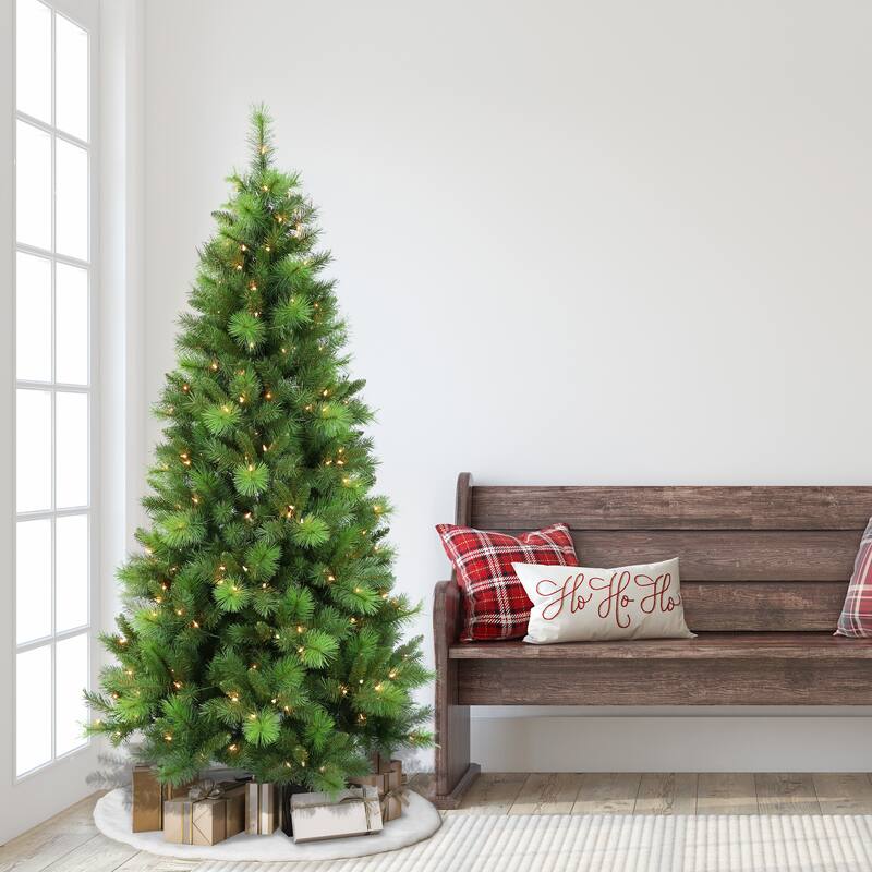 Puleo International Pre-Lit 6.5' Adirondack Pine Artificial Christmas Tree