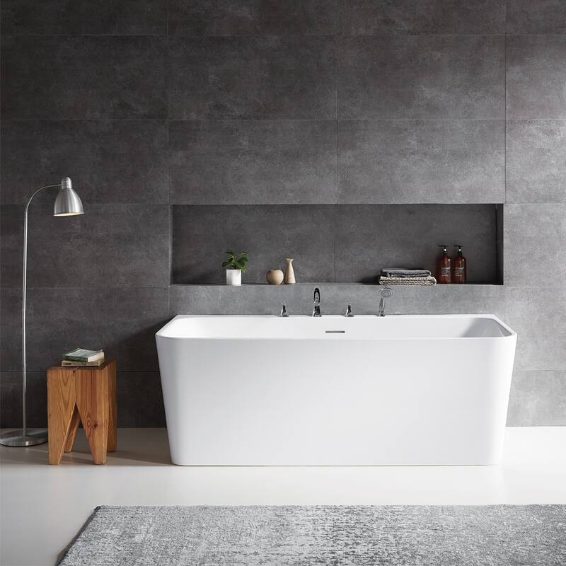 Vinnova Dashiel White Acrylic 67 in. Freestanding Soaking Bathtub - 67 inches - 67 inches