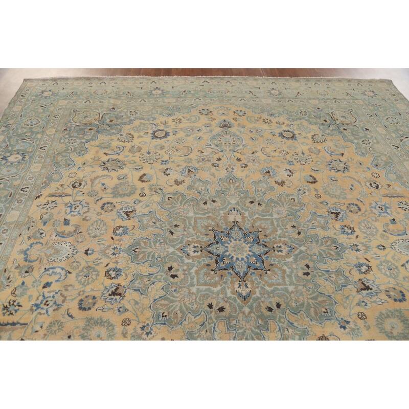 Hand Knotted Oriental 100% Wool Carpet Traditional Floral Oranges & Rust Mashad Area Rug - 10' 10'' X 9' 4''