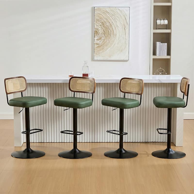 Adjustable Height Swivel Bar Stools with Back and Footrest - 17.7"W x 15.75"D x 35"-42.9"H