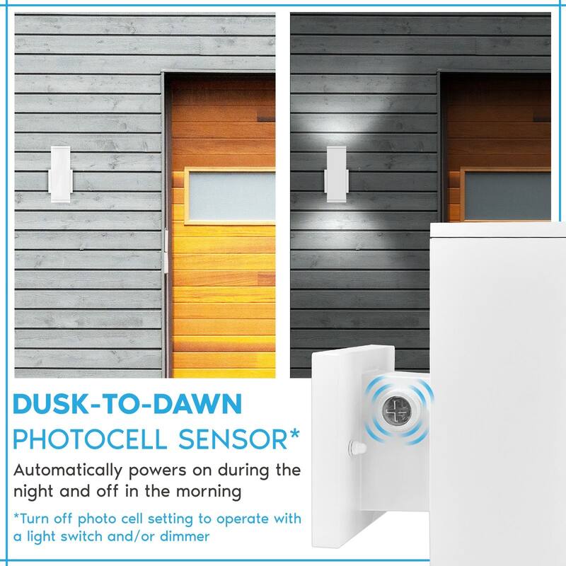 Luxrite Dusk to Dawn LED Outdoor Wall Light 10 in. 3CCT Wall Sconce 15/20/24W Dimmable IP65 ETL