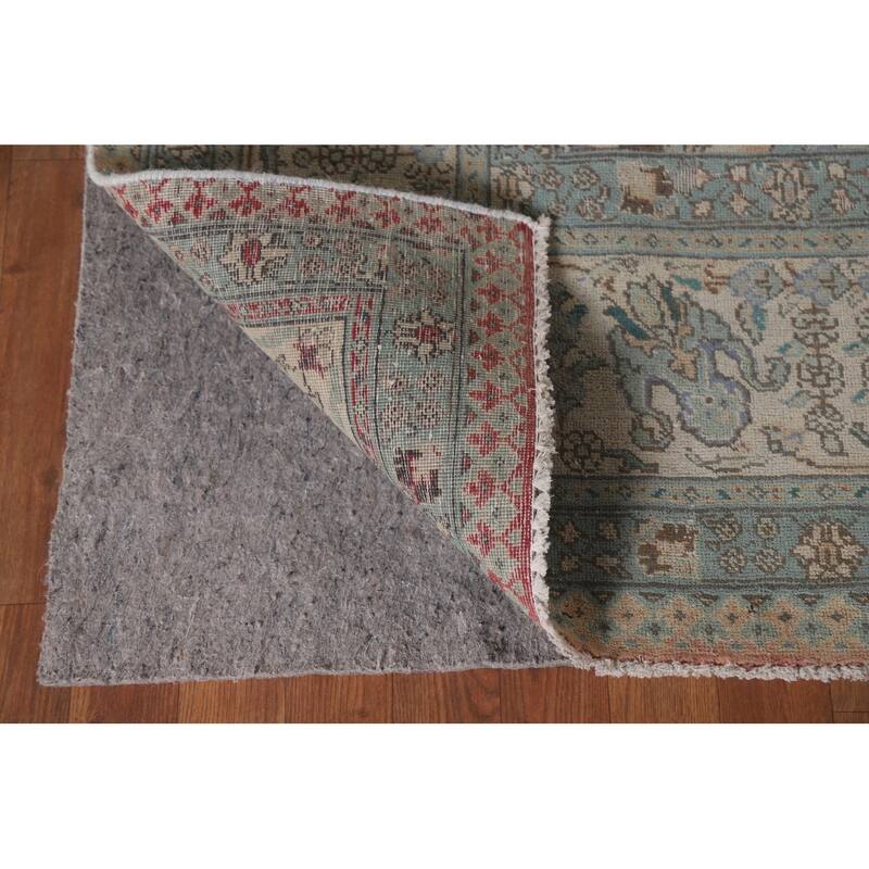 Hand Knotted Oriental 100% Wool Carpet Traditional All-Over Coral Tabriz Area Rug - 12' 4'' X 9' 1''