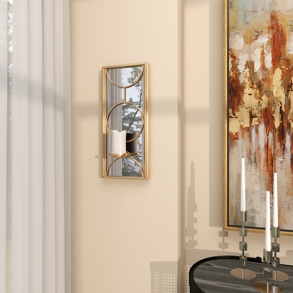 CosmoLiving by Cosmopolitan Sleek Metal Pillar Geometric Wall Sconce with Mirror Backing Black or Gold On Sale Bed Bath Beyond 35540271