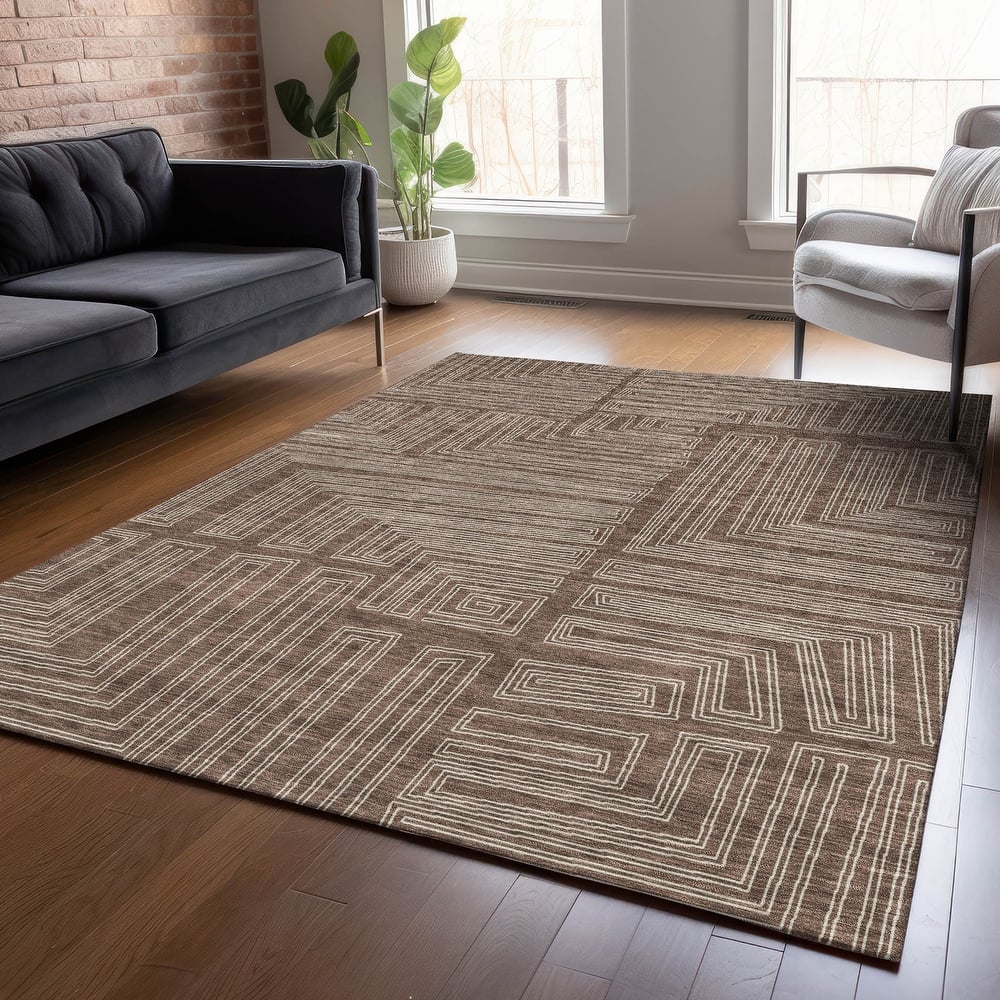Machine Washable Indoor/ Outdoor Contemporary Stack Chantille Rug