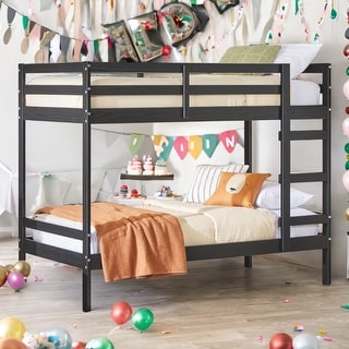 Transitional, Modern style Modern Simple Solid Wood Twin Over Twin Bunk Bed