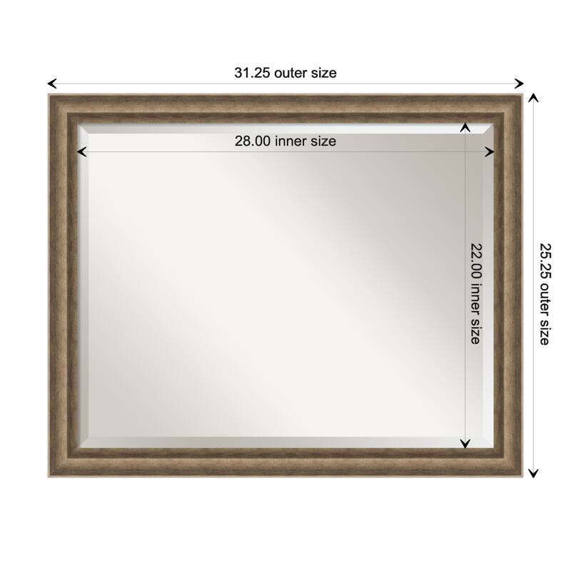 Angled Beveled Wood Framed Wall Mirror - Angled Bronze - Glass Size 28x22