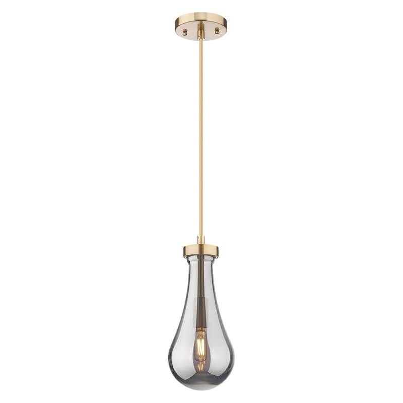 Innovations Lighting Downtown Urban - Owego - 1 Light 5" Cord Hung Pendant - Champagne Bronze/Light Smoke Shade