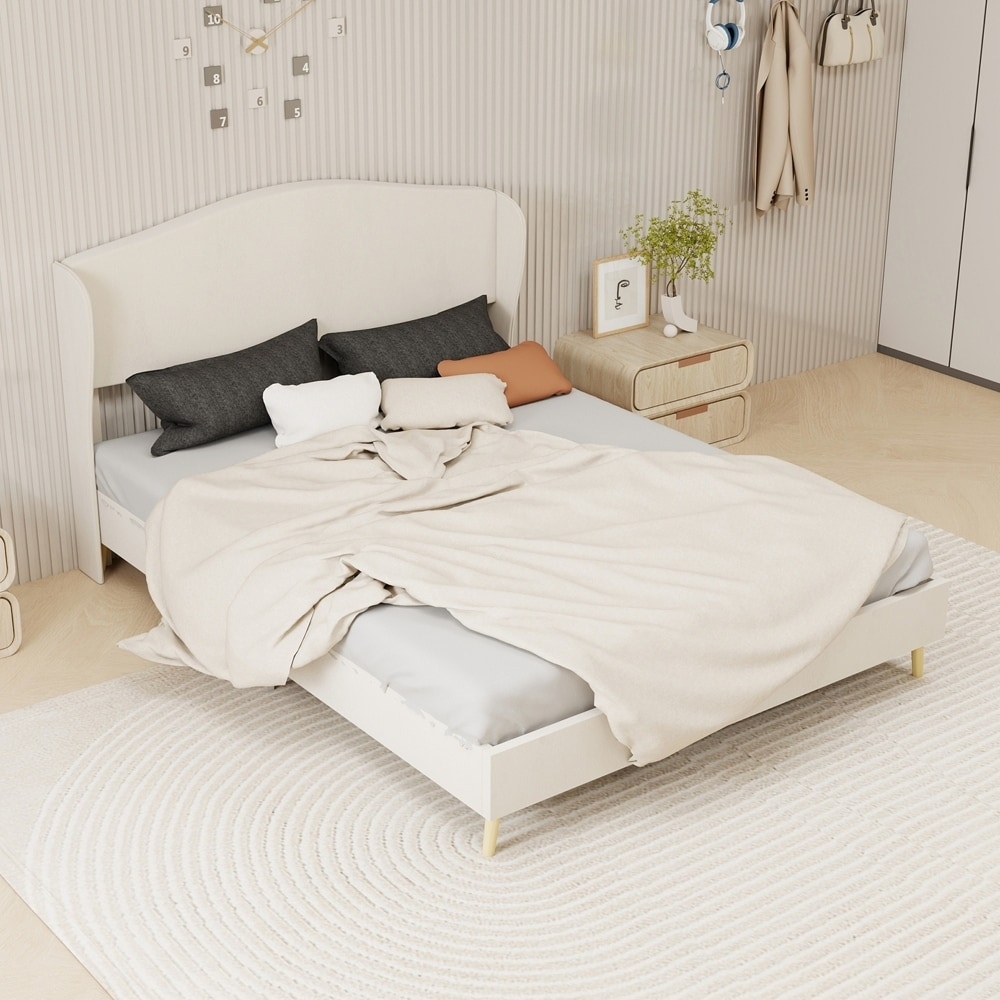 Velvet upholstered bed