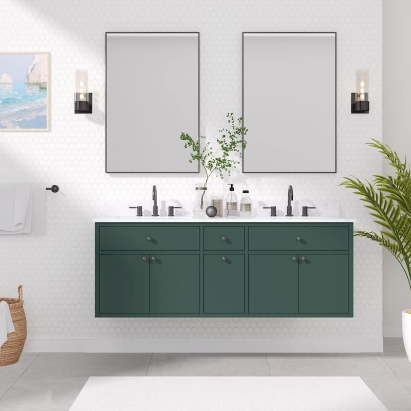 Avanity Paisley 60 in. Double Sink Vanity with Cala White Engineered Top