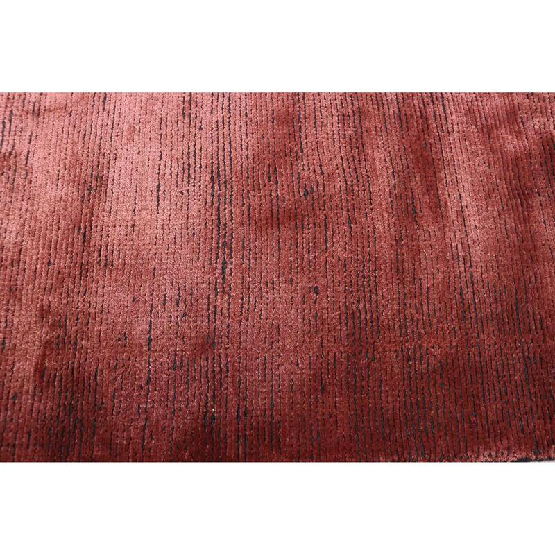 ECARPETGALLERY Hand Loomed Shimmer Dark Coral Viscose Rug - 5'3 x 7'4