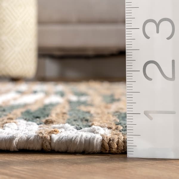 dimension image slide 2 of 4, Nuloom Hand Braided Marla Denim And Jute Diamonds Area Rug