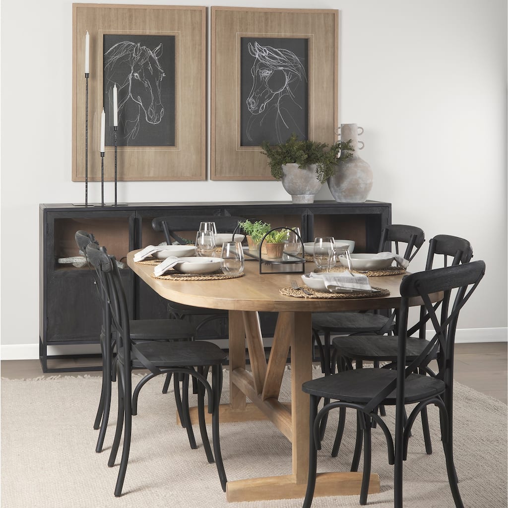 Viktor 94" Light Brown Solid Wood Dining Table - 94"L x 42"W x 30"H