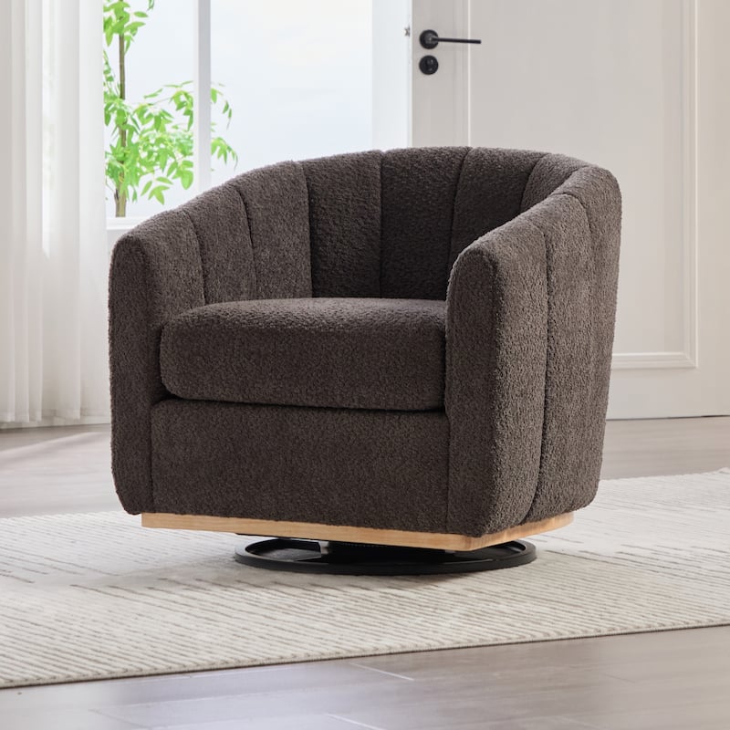 32.3" W Modern Swivel Accent Chair,Chenille Single Sofa Seating - Charcoal