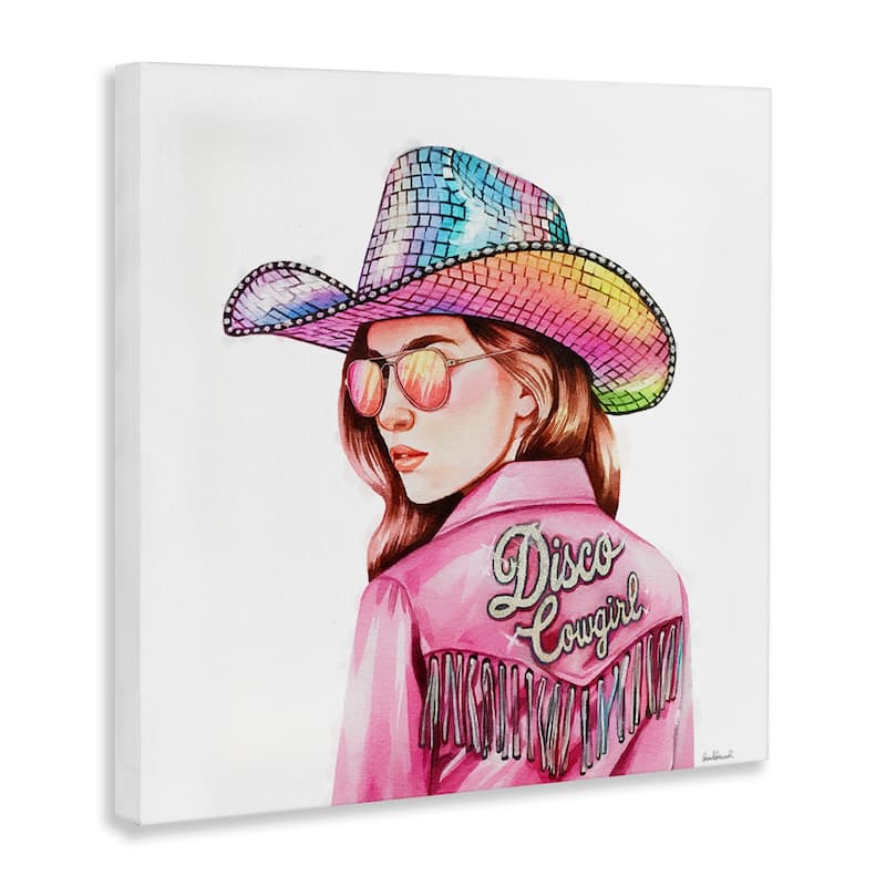 Stupell Pink Disco Cowgirl Canvas Wall Art Design By Amanda Greenwood