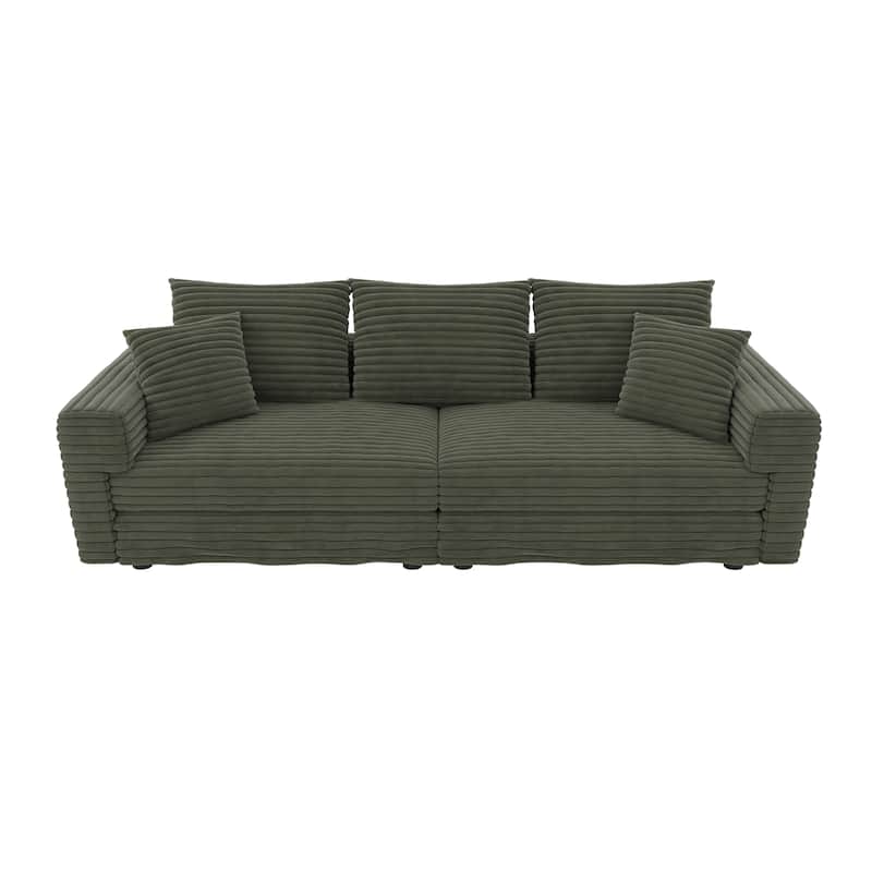 82.7" Plush Corduroy 3-Seat Sofa, Modern Comfy Upholstered Sofa Cloud Couch,Deep Seat Couches with Soft Pillows