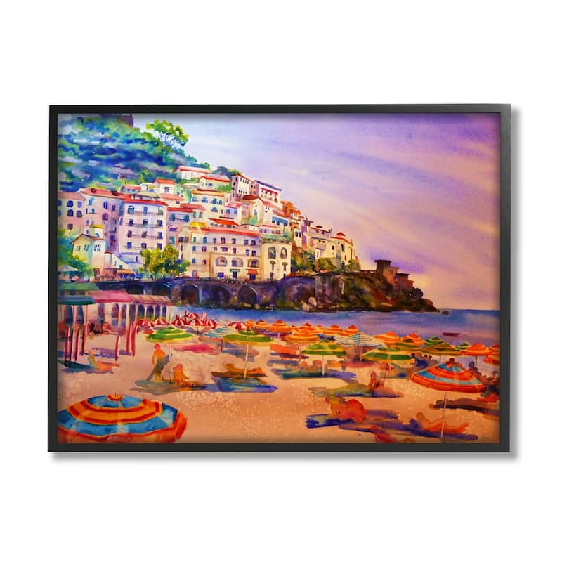Stupell Summer Beach Landscape Framed Giclee Art Design by MB Cunningham - 30 x 24 - Black