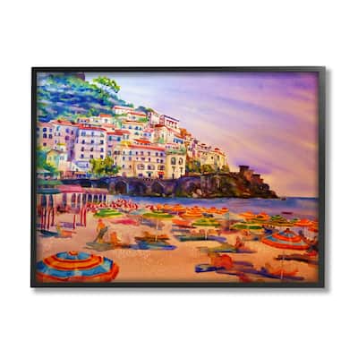 Stupell Summer Beach Landscape Framed Giclee Art Design by MB Cunningham