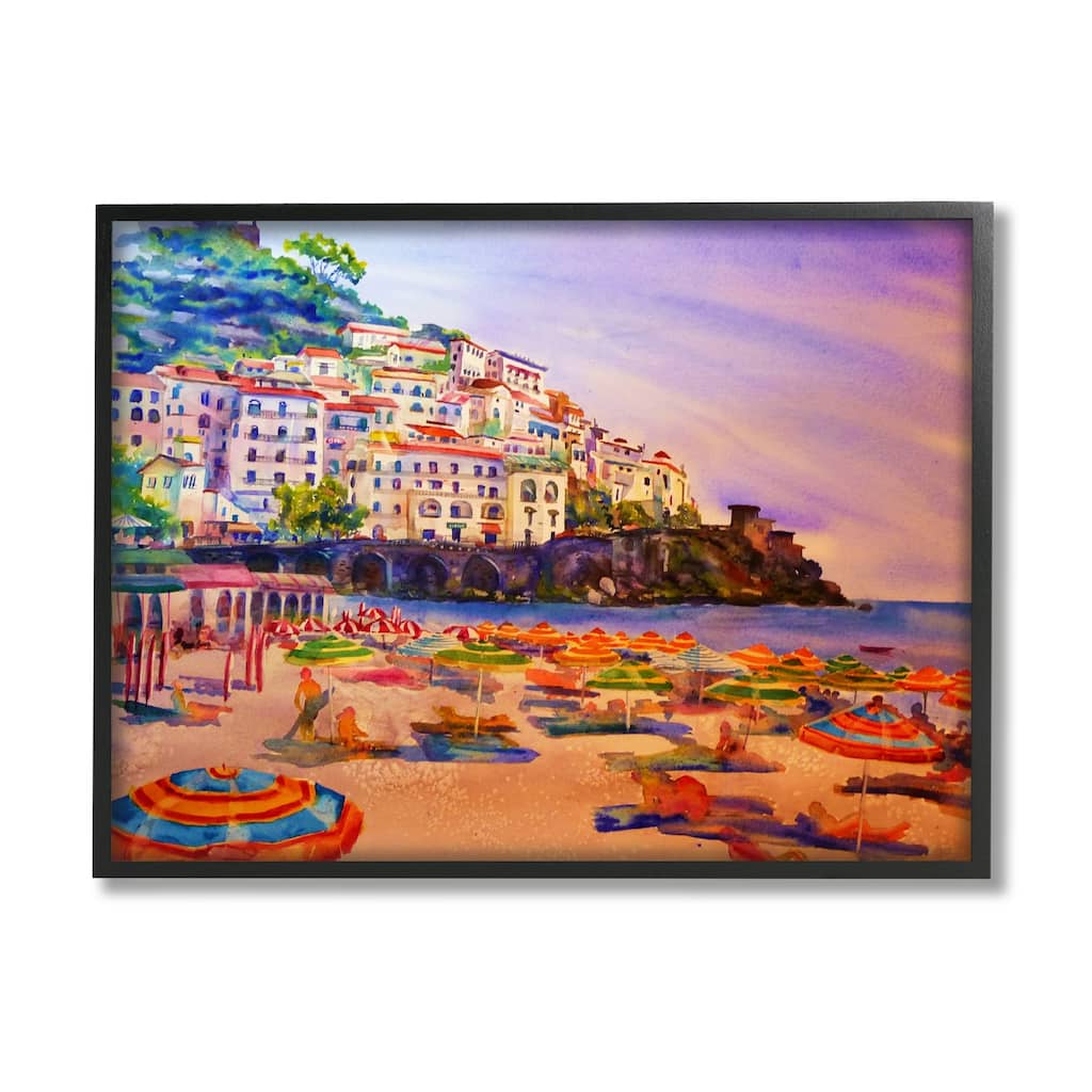Stupell Summer Beach Landscape Framed Giclee Art Design by MB Cunningham