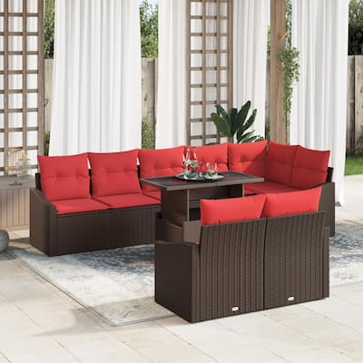 vidaXL 9 Piece Garden Sofa Set with Cushions - 113.6×48.6×27.2