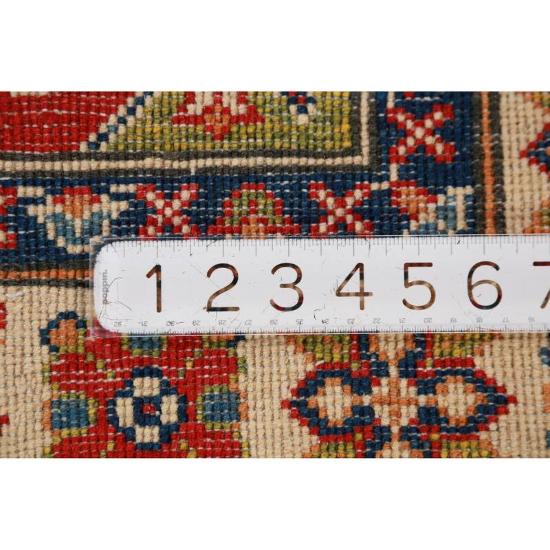 Red Kazak Foyer Rug Hand-Knotted Geometric Accent Wool Carpet - 2'9"x 4'0"